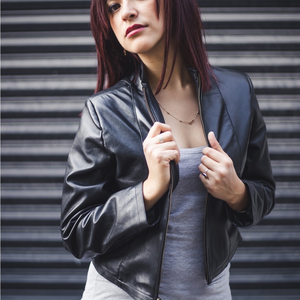 Classic Premium Black Lamb Leather Women's Jacket
